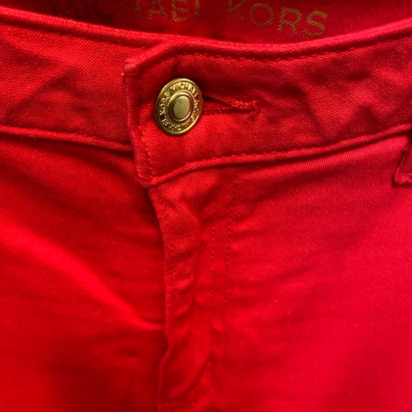 Michael KORS MK Izzy Bright Red Cropped Skinny Jeans 10 - Picture 4 of 10